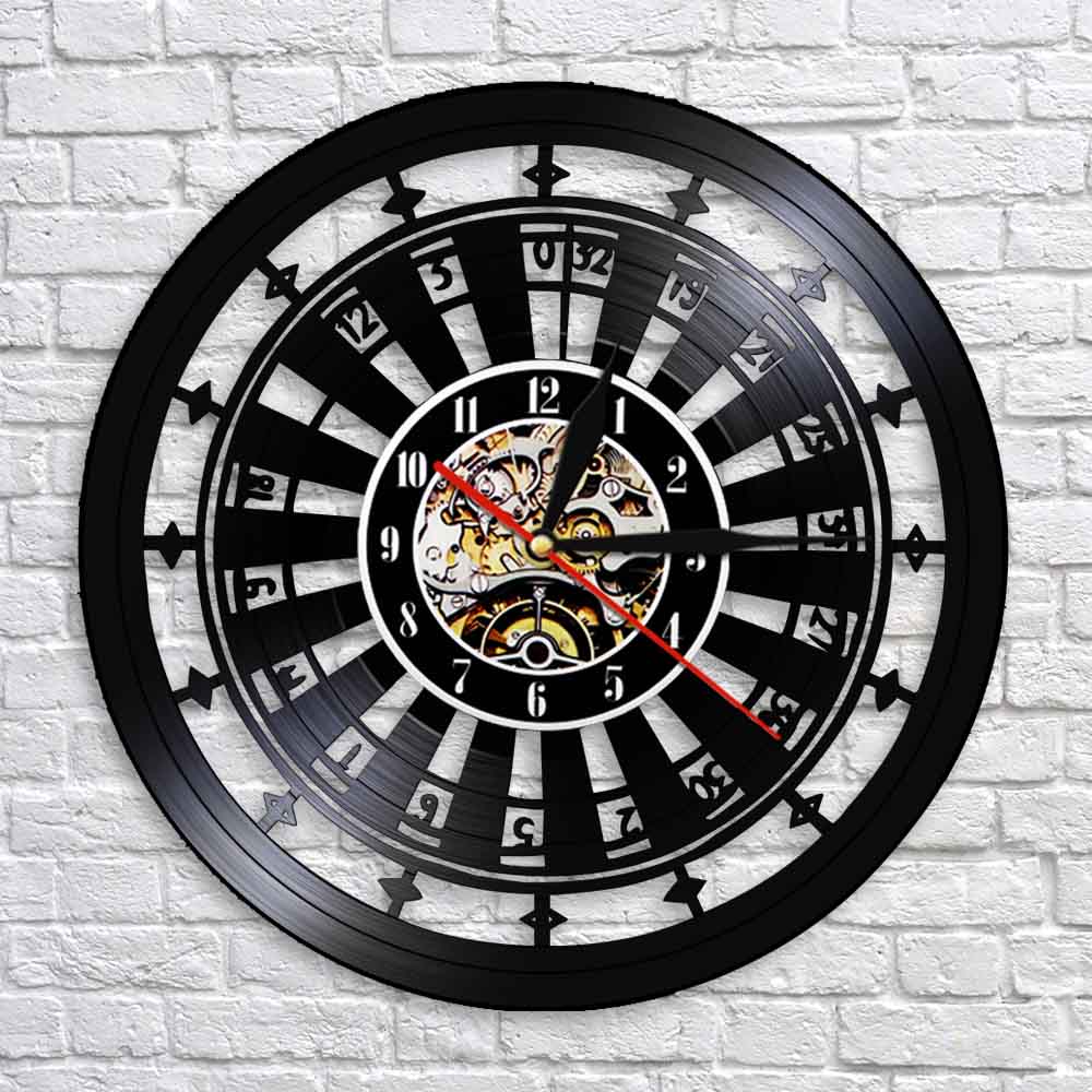 Casino Wall Clock Gamble Room Sign Vinyl Record Wall Clock Las Vegas 777 Poker Game Playing Card Roulette Clock Watch by Woody Signs Co. - Handmade Crafted Unique Wooden Creative