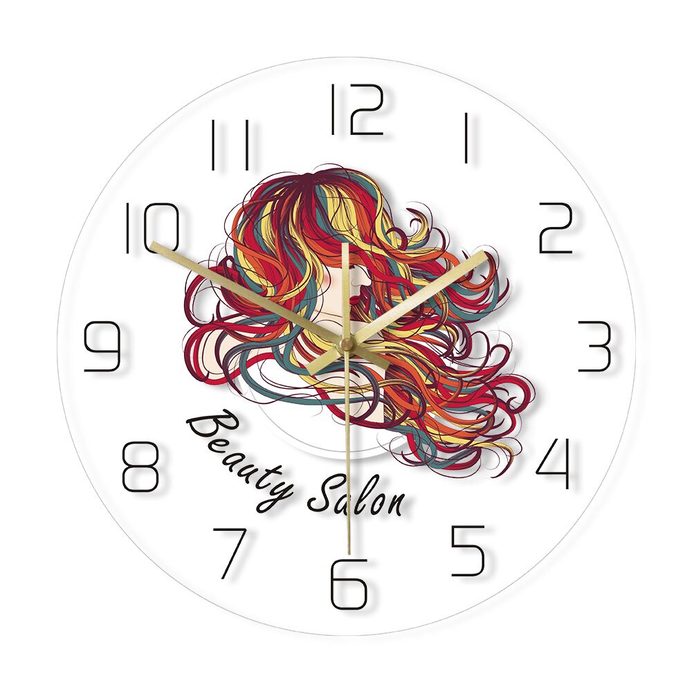 Beautiful Lady With Long Hair Wall Clock Beauty Hair Salon Wall Clock Hair Studio Hairstylist Decor Hairdresser Gift by Woody Signs Co. - Handmade Crafted Unique Wooden Creative