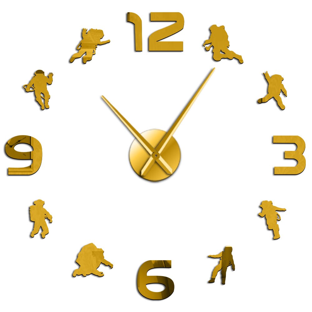 Astronaut DIY Mirror Surface Large Modern Wall Clock Outer Space Kid Room Spacemen Frameless by Woody Signs Co. - Handmade Crafted Unique Wooden Creative