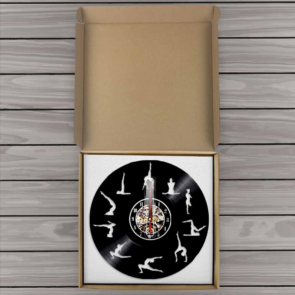 Om Yoga Studio Wall Clock Gymnastics Vinyl Record Wall Clock Zen Meditation Modern Design Clock Yogi Gift For Girl by Woody Signs Co. - Handmade Crafted Unique Wooden Creative