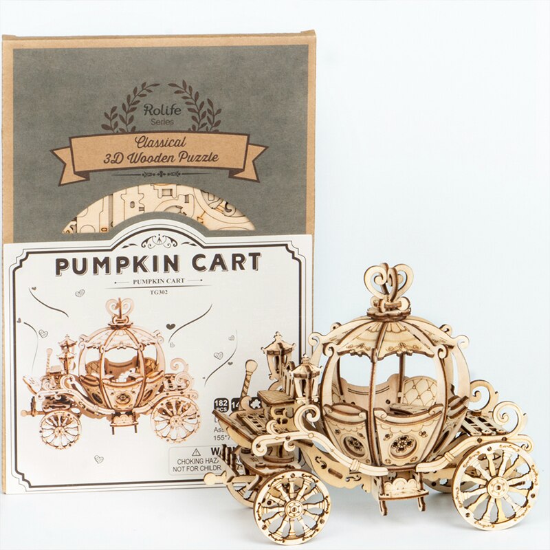 New Arrival 182pcs DIY Movable 3D Wooden Pumpkin Cart Kit Gift for Friend TG302 (TG302 Pumpkin Cart) by Woody Signs Co. - Handmade Crafted Unique Wooden Creative