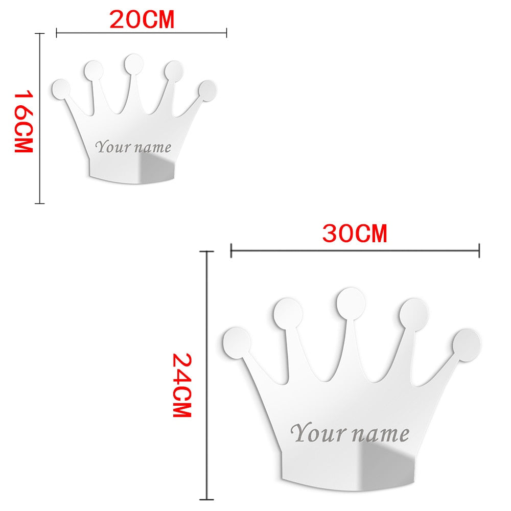 3MM Personalised Acrylic Princess Mirror Custom Queen Crown Wedding Crown Decor Mirror Sticker with Self-Adhesive Party Favor by Woody Signs Co. - Handmade Crafted Unique Wooden Creative