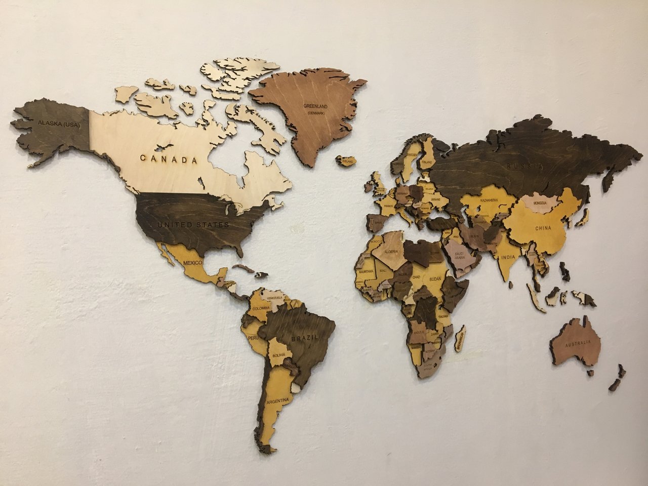 Wooden World Map 3D by Woody Signs Co. - Handmade Crafted Unique Wooden Creative