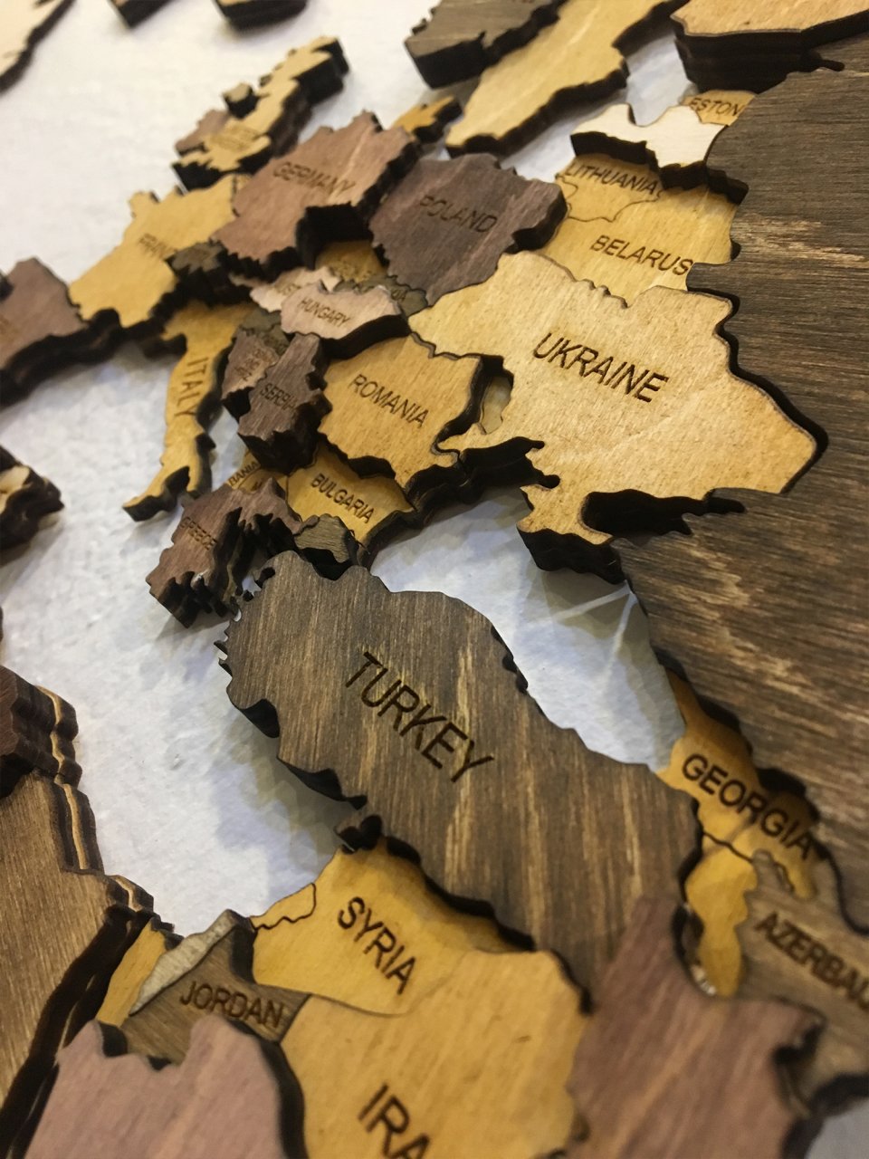 Wooden World Map 3D by Woody Signs Co. - Handmade Crafted Unique Wooden Creative