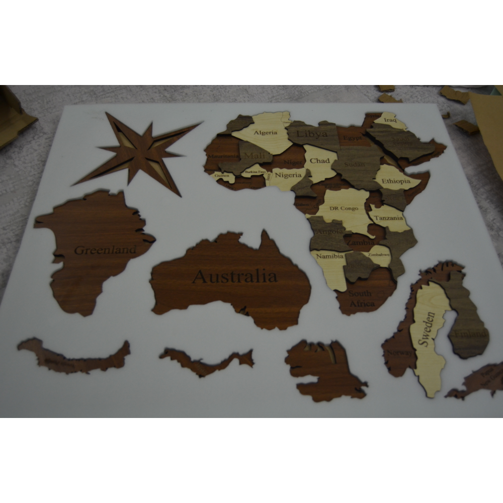 3D Wooden World Map by Woody Signs Co. - Handmade Crafted Unique Wooden Creative