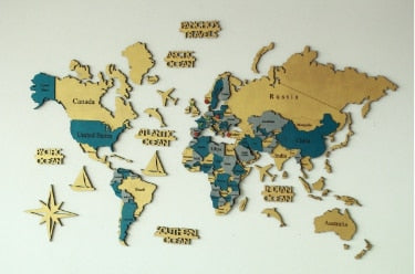 Wooden World Map 3D by Woody Signs Co. - Handmade Crafted Unique Wooden Creative