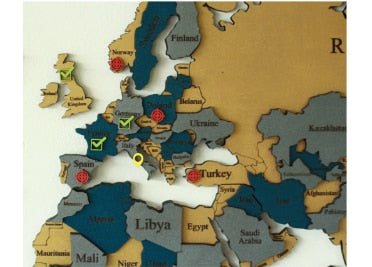 Wooden World Map 3D by Woody Signs Co. - Handmade Crafted Unique Wooden Creative