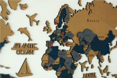 Wooden World Map 3D by Woody Signs Co. - Handmade Crafted Unique Wooden Creative