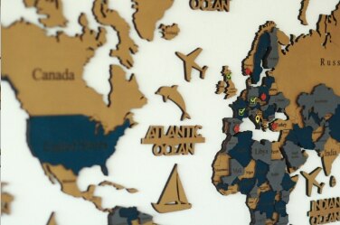 Wooden World Map 3D by Woody Signs Co. - Handmade Crafted Unique Wooden Creative