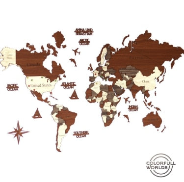 3D Wooden World Map by Woody Signs Co. - Handmade Crafted Unique Wooden Creative