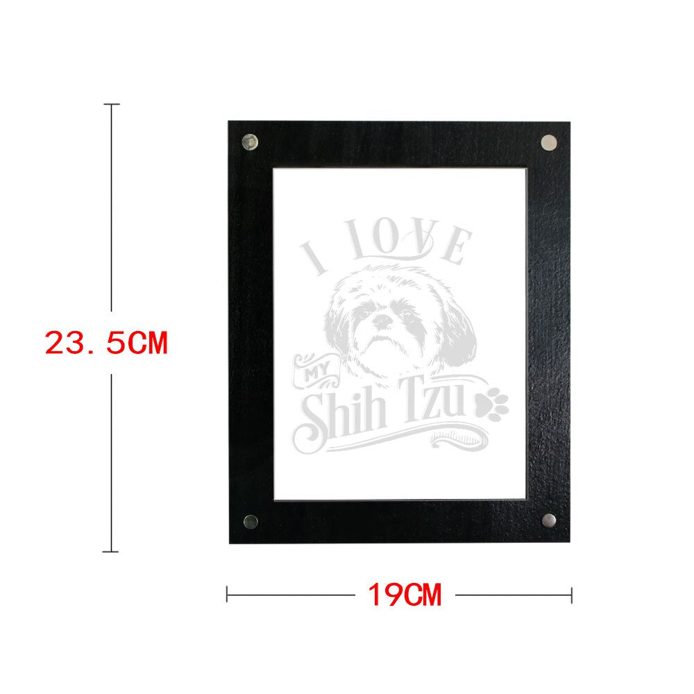 I Love My Shih Tzu Chinese Lion Dog LED Lighting Text Photo Frame Puppy Dog LED Night Lamp Wooden Laser Engraved Picture Frame by Woody Signs Co. - Handmade Crafted Unique Wooden Creative