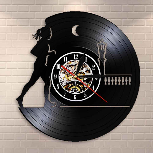 Running Through The Night Female Runner Night Running Wall Clock Jogging Lady Retro Vinyl Record Wall Clock Running Lovers Gift by Woody Signs Co. - Handmade Crafted Unique Wooden Creative