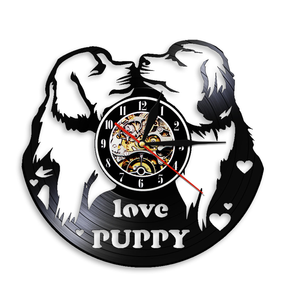 Love Puppy Pugs Kissing Wall Clock Dog Shelters s Dog Lovers Retro Vinyl Record Wall Clock Dog Breeds Clock by Woody Signs Co. - Handmade Crafted Unique Wooden Creative