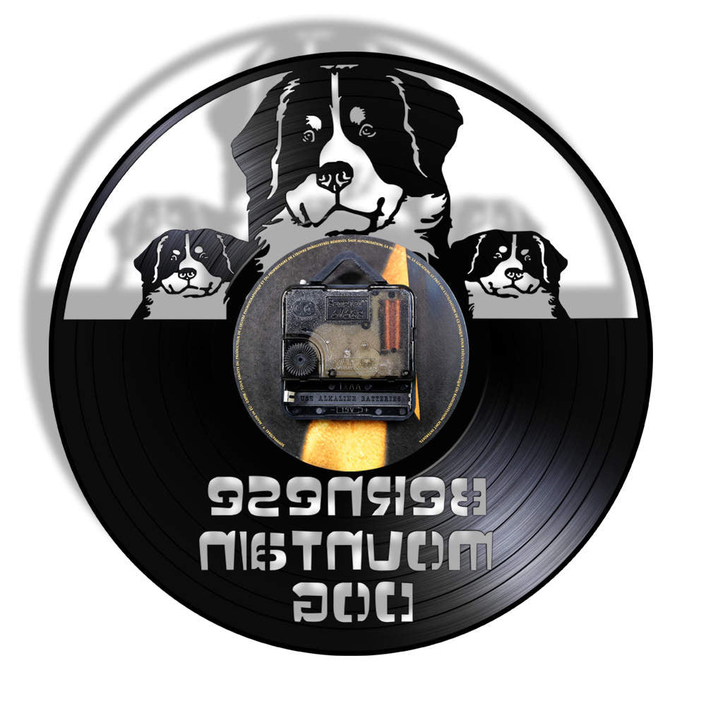 Berner Sennenhund Dog Vinyl Record Wall clock Greater Bernese Mountain Dog ation Led Night Light Watch by Woody Signs Co. - Handmade Crafted Unique Wooden Creative