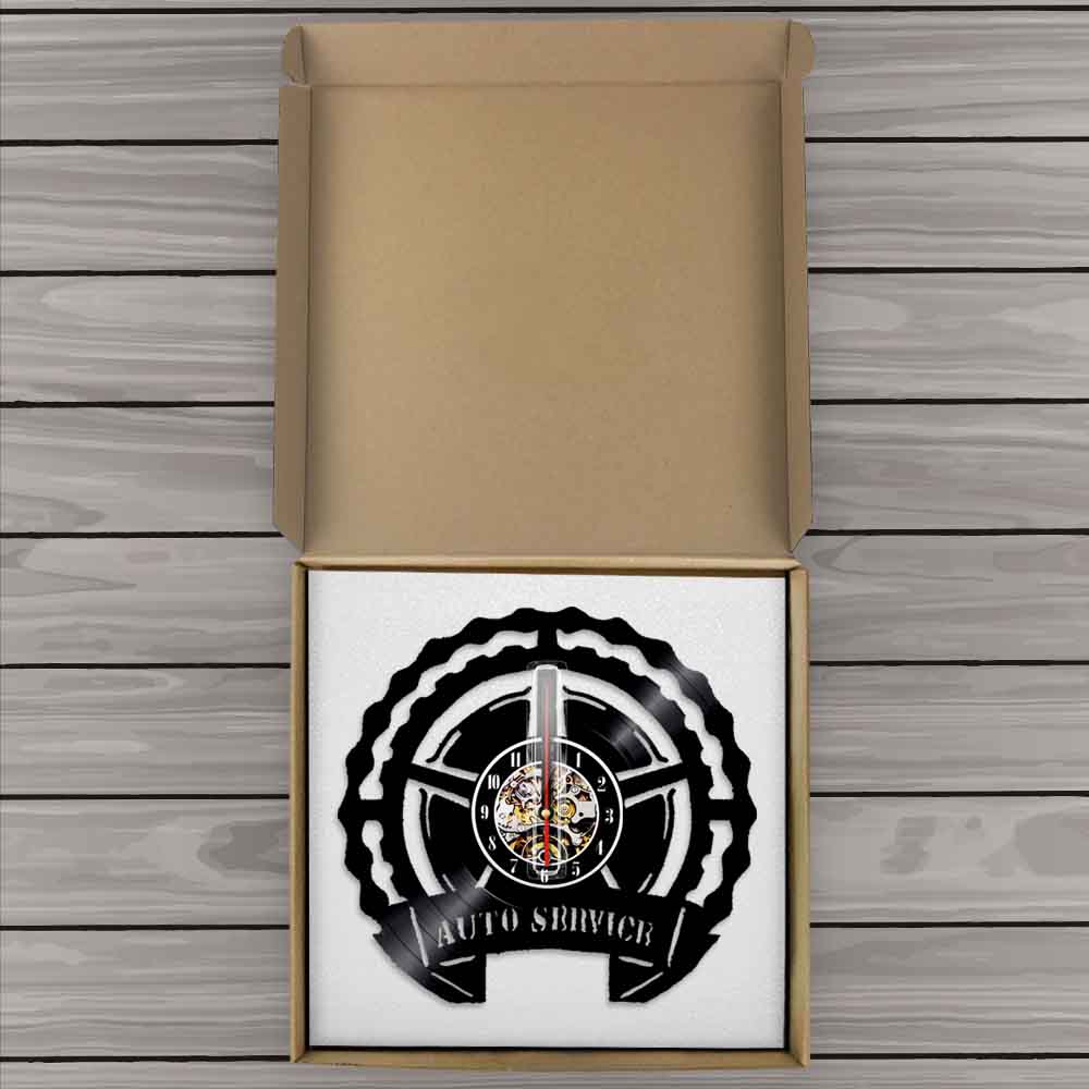 Racing Automobile Auto Service Car Sign Wall Clock Car Mechanic Business Car Wheel Repair Shop Garage Vehicle Vinyl Record Clock by Woody Signs Co. - Handmade Crafted Unique Wooden Creative