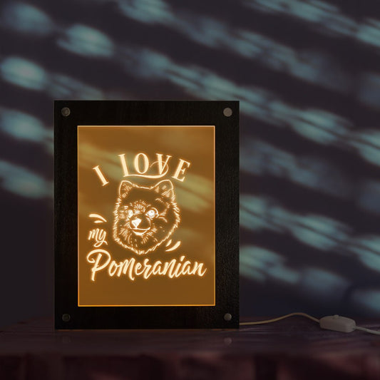 I Love My Pomeranian Zwergspitz LED Night Lamp Custom Wooden Frame Dwarf Spitz Illuminated Picture Frame Night Light Display by Woody Signs Co. - Handmade Crafted Unique Wooden Creative