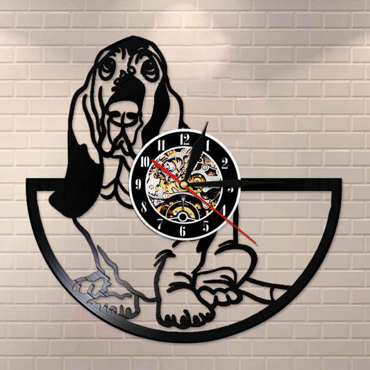 Basset Hound Dog Grooming Vinyl Clock Wall Art Gift For Dog Lovers Handmade Vinyl Record Clock Art Decor Animal Retro Wall Clock by Woody Signs Co. - Handmade Crafted Unique Wooden Creative