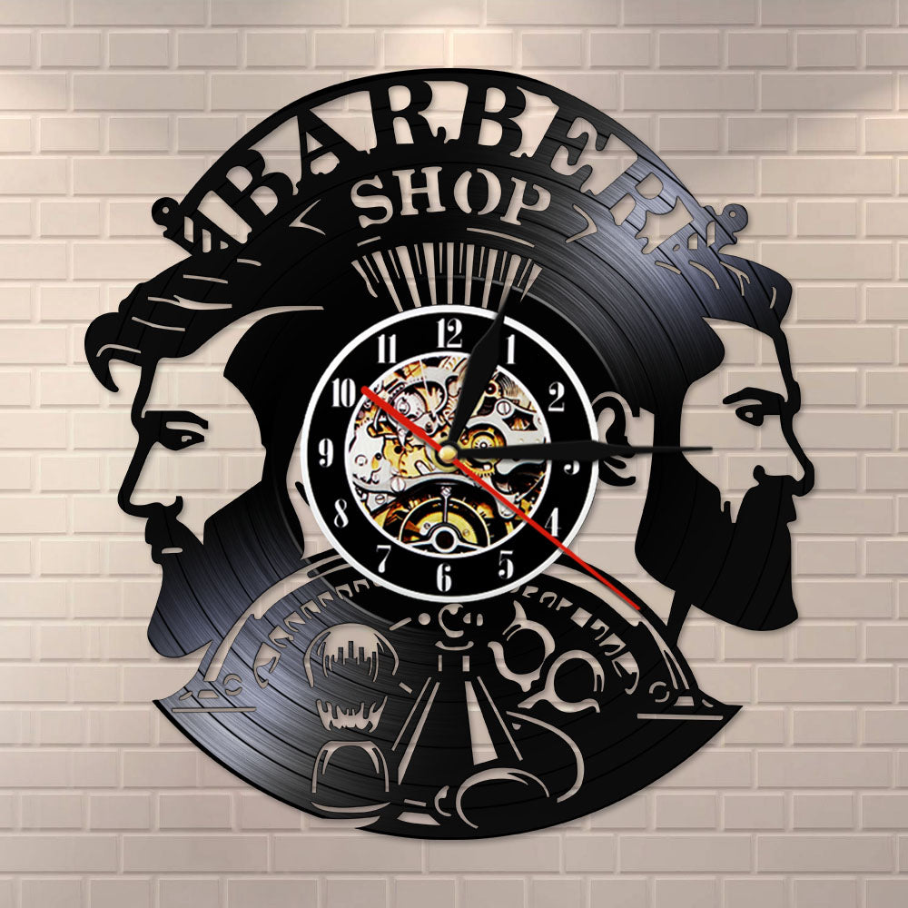 Barbershop Supplies Vinyl Clock Hairstylist Profession Wall Art Hairdresser Instruments Vinyl Record Wall Clock Man Salon Decor by Woody Signs Co. - Handmade Crafted Unique Wooden Creative