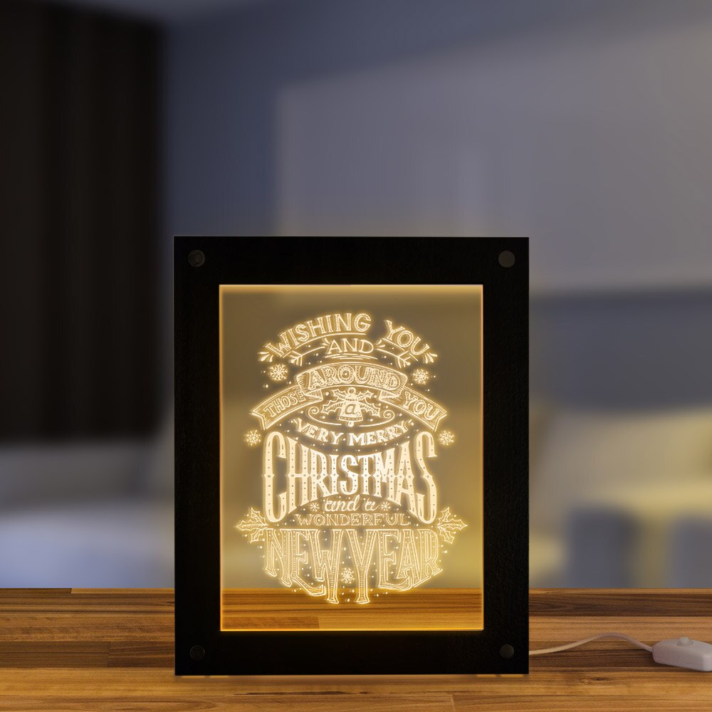 Christmas & New Year Holidays Lighting Decor Kids Living Room Bedside Sleepy Night Light Custom Quote Text Lighting Wooden Frame by Woody Signs Co. - Handmade Crafted Unique Wooden Creative