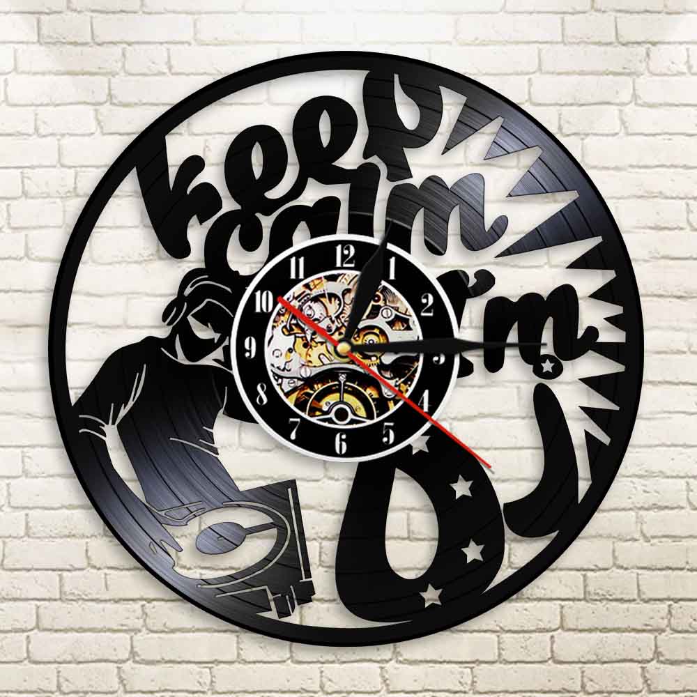 DJ Quote  Keep Calm I'M DJ  Wall Clock Rock n Roll Music Lovers Vinyl Record Wall Clock  Clock by Woody Signs Co. - Handmade Crafted Unique Wooden Creative