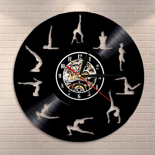 Om Yoga Studio Wall Clock Gymnastics Vinyl Record Wall Clock Zen Meditation Modern Design  Clock Yogi Gift For Girl by Woody Signs Co. - Handmade Crafted Unique Wooden Creative