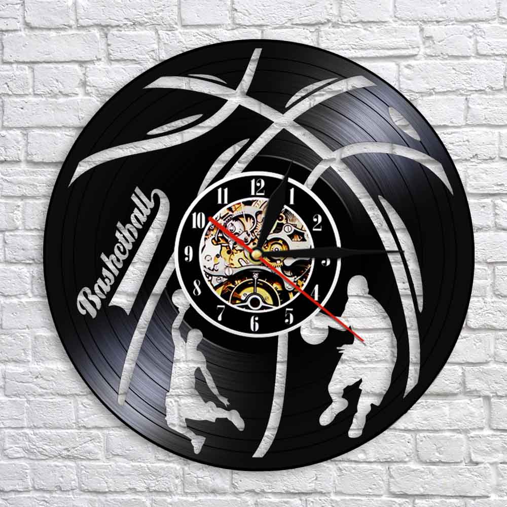 Basketball Sports Handmade Wall Art Decor Clocks Basketball Player Vinyl Record Wall Clock Gift For Basketball Fans by Woody Signs Co. - Handmade Crafted Unique Wooden Creative