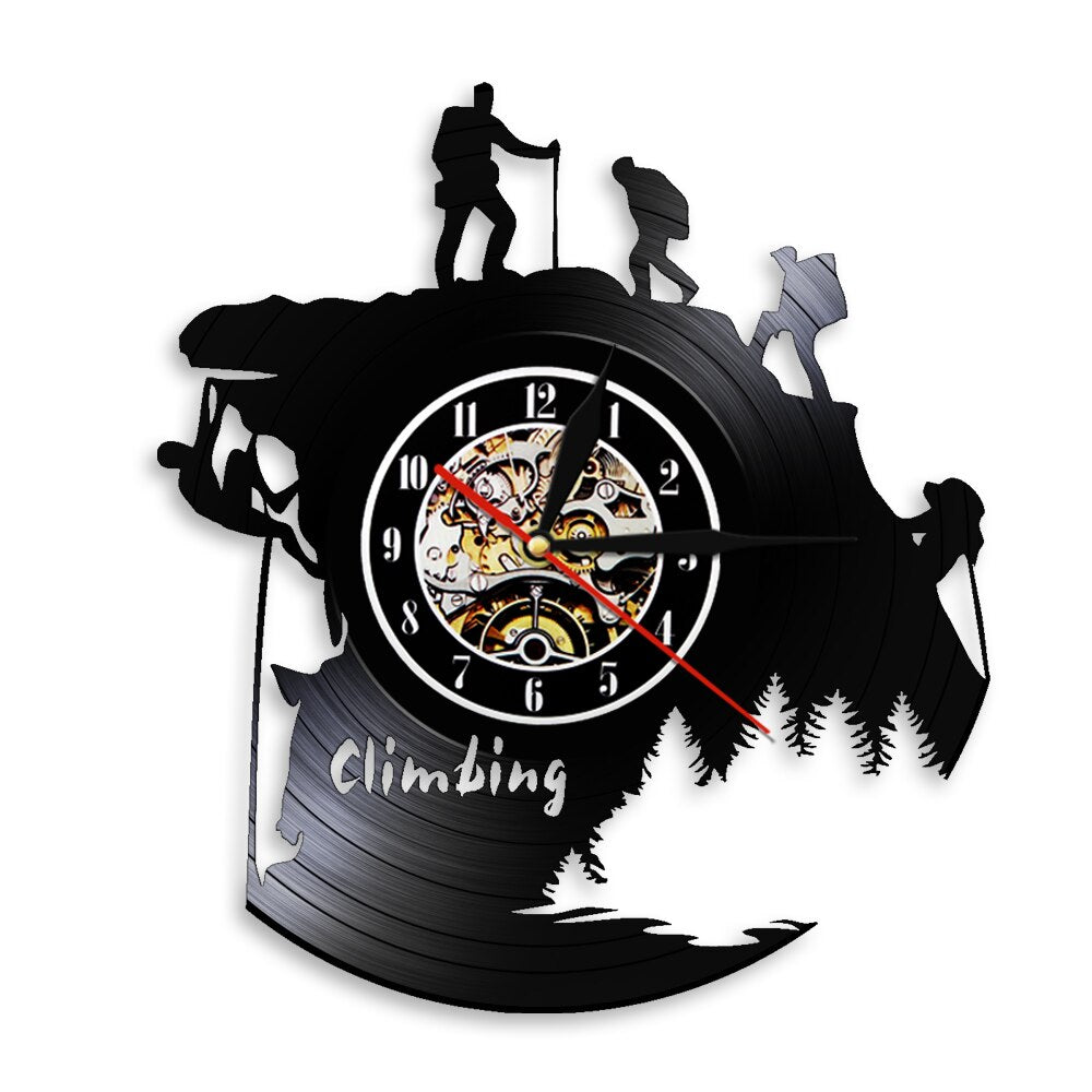 Extreme Adventure Rocking Climbing Wall Clock Climb That Mountain Vinyl Record Wall Clock Climbers Gift Inspirational by Woody Signs Co. - Handmade Crafted Unique Wooden Creative