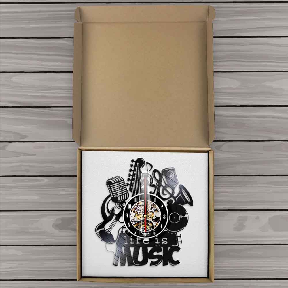 Life Is Music Wall Clock Modern  Clock Make Of Vinyl Record Music Instruments Clock Unique  For Music Lovers by Woody Signs Co. - Handmade Crafted Unique Wooden Creative