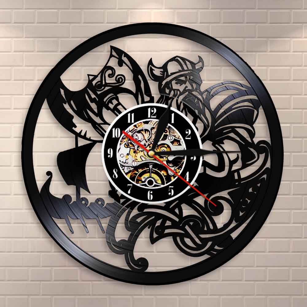 Scandinavian Viking Pray Odin Asgard Valhalla Medieval Viking Wall Clock Thor Ragnarok Nordic Runes Nordland Axe Wall Clock by Woody Signs Co. - Handmade Crafted Unique Wooden Creative