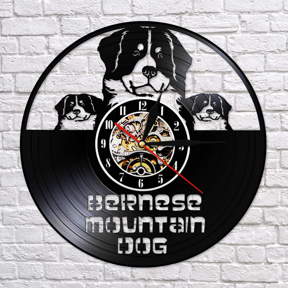 Berner Sennenhund Dog Vinyl Record Wall clock Greater Bernese Mountain Dog ation Led Night Light Watch by Woody Signs Co. - Handmade Crafted Unique Wooden Creative