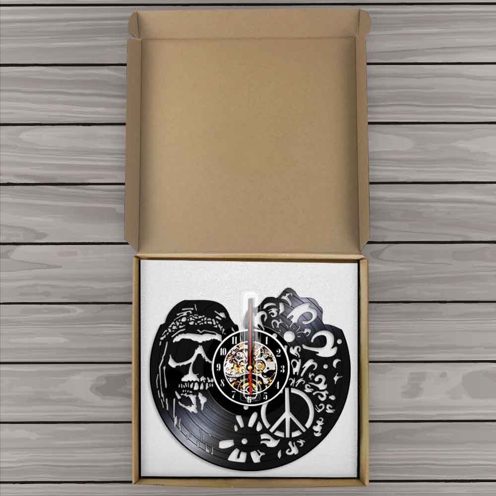 American Hipper Skull With Followers Wall Art Wall Clock Gothic Skull Vinyl Record Wall Clock Halloween Living Room by Woody Signs Co. - Handmade Crafted Unique Wooden Creative