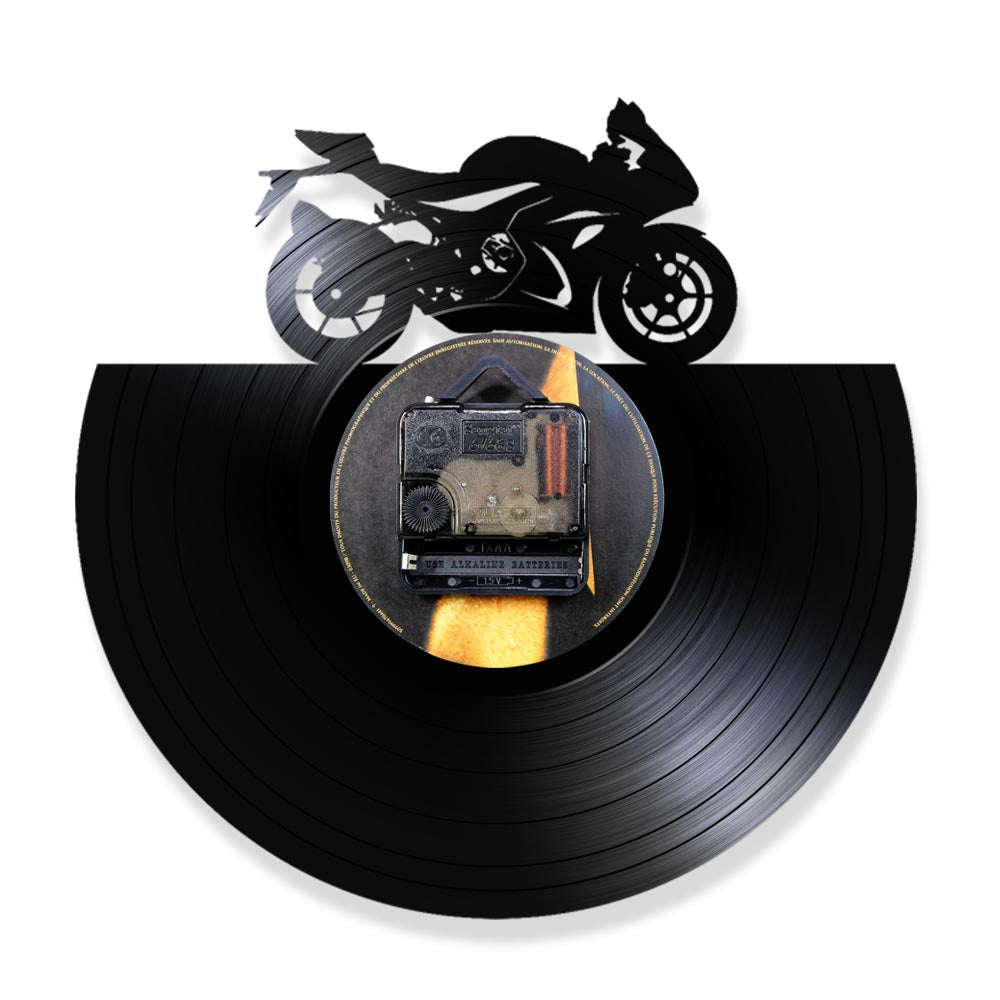 Japanese Motorbike Vinyl Record Wall Clock Retro  Motorcycle Modern  Clock Watch  For Motorcycle Fans by Woody Signs Co. - Handmade Crafted Unique Wooden Creative