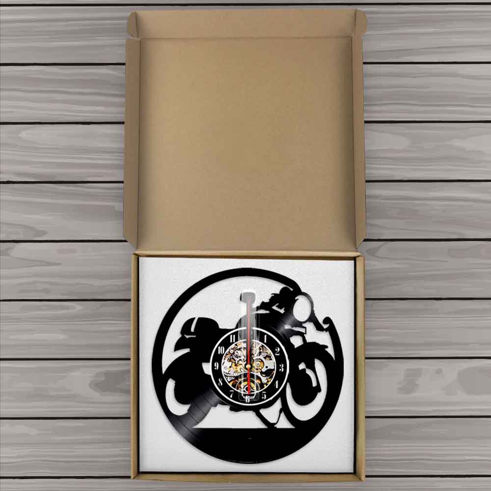 Cafe Racer Clock Handmade Vinyl Wall Clock Classic Motorcycle Vinyl Wall Clock Motorbike Clock Motorcyclist Racer Riders Gift by Woody Signs Co. - Handmade Crafted Unique Wooden Creative