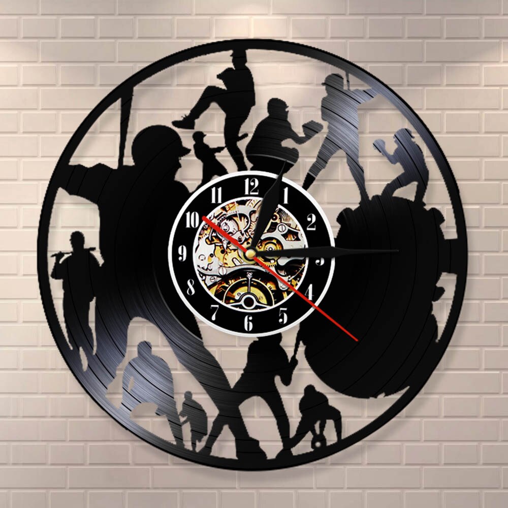 Play Baseball LED Night Light Vinyl Record Wall Clock Modern Wall Lamp Player Silhouette Sports For Baseball Lover Fans Gift by Woody Signs Co. - Handmade Crafted Unique Wooden Creative