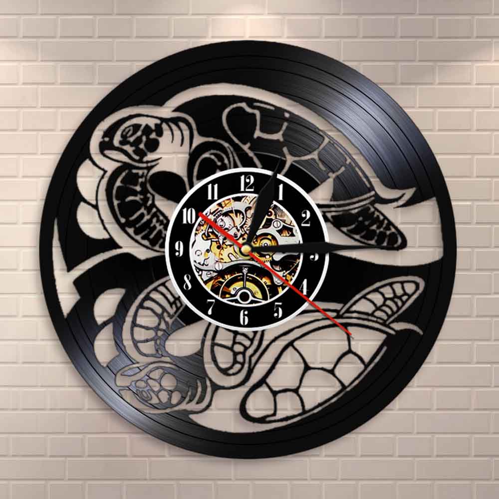 Beach Life Sea Animal Amphibian Turtle  Wall Clock Sea Turtle Summer Vinyl Record Wall Clock Tortoise by Woody Signs Co. - Handmade Crafted Unique Wooden Creative