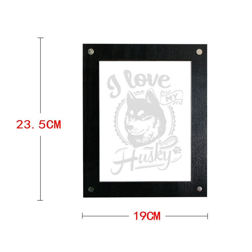 I Love My Husky  Photo LED Light Custom Picture Wooden Frame Puppy Lighting Bedside Lamp Dog Pet Owner by Woody Signs Co. - Handmade Crafted Unique Wooden Creative