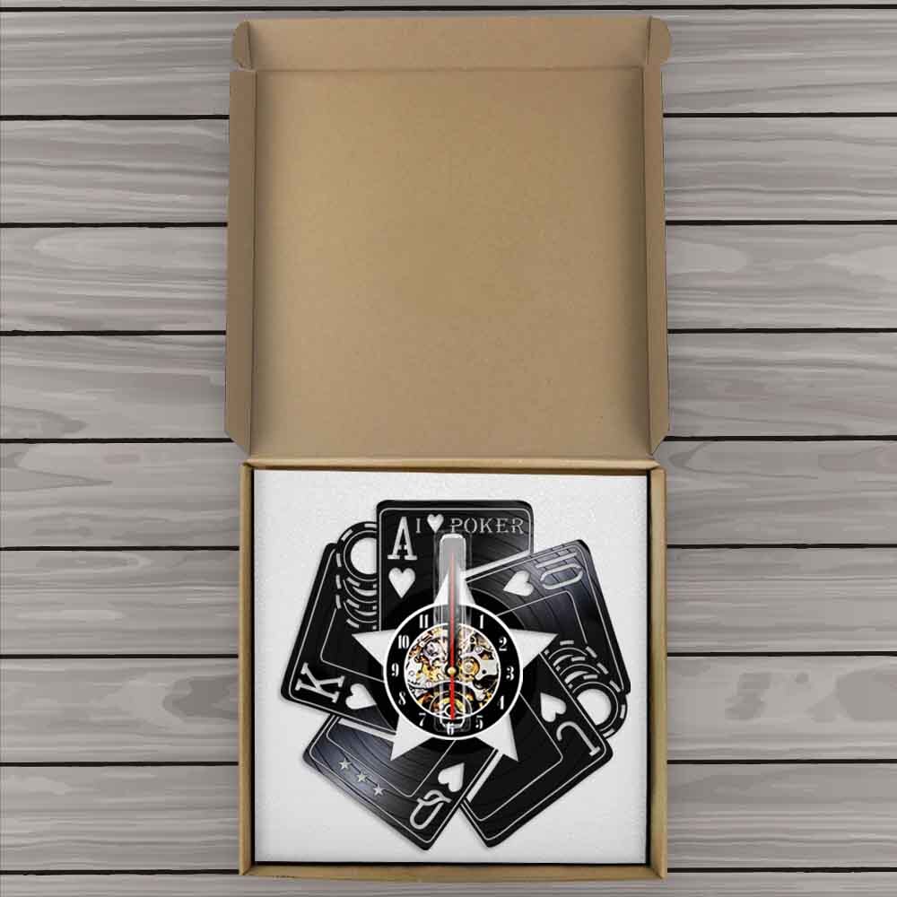 I Love Poker Royal Flush Spades Gamble Room  Wall Clock Poker Cards Las Vegas Gamble Cards Vinyl Record Wall Clock by Woody Signs Co. - Handmade Crafted Unique Wooden Creative