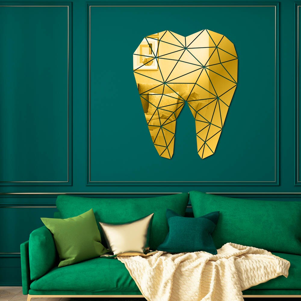 Dental Care Tooth Shaped Acrylic Mirrored Wall Stickers Dentist Clinic Stomatology 3D Wall Art Decal Orthodontics Office Decor by Woody Signs Co. - Handmade Crafted Unique Wooden Creative