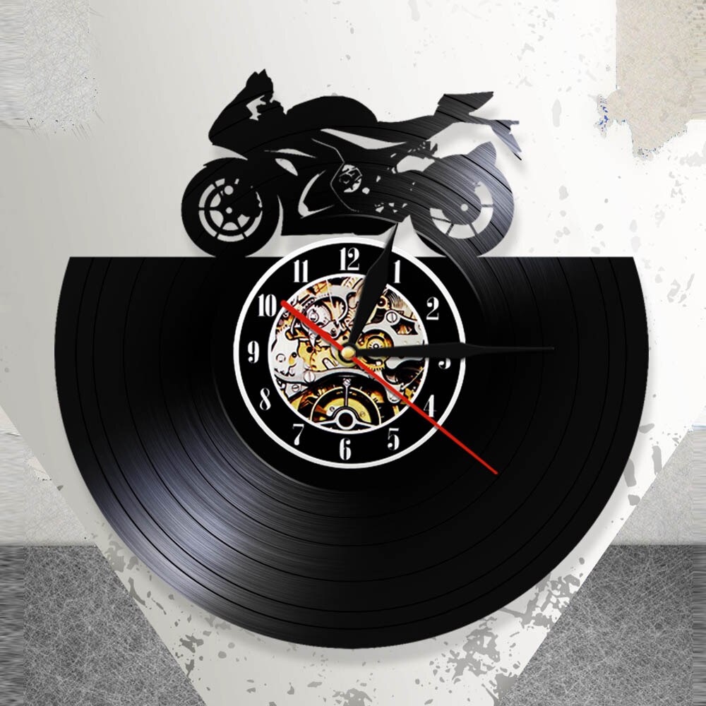 Japanese Motorbike Vinyl Record Wall Clock Retro  Motorcycle Modern  Clock Watch  For Motorcycle Fans by Woody Signs Co. - Handmade Crafted Unique Wooden Creative