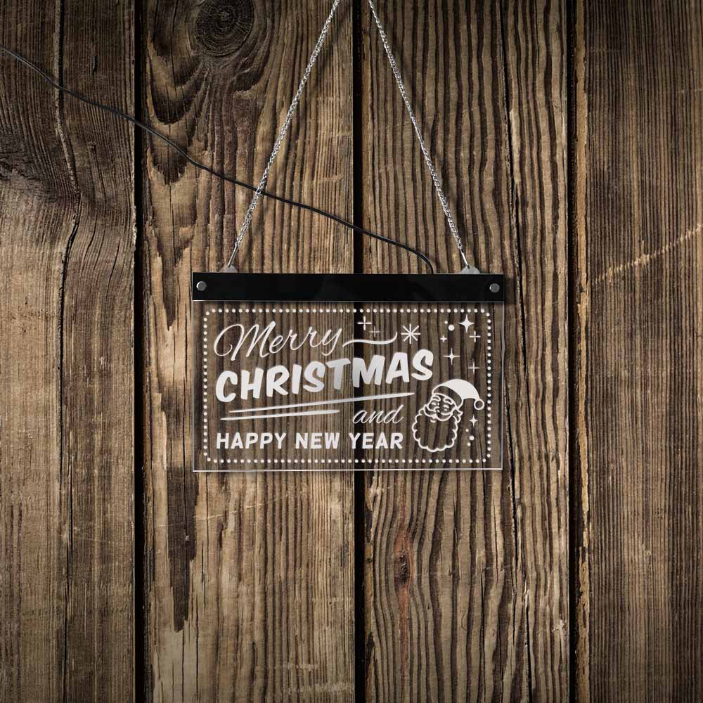 Merry Christmas And Happy New Year LED Neon Display Wall Sign Holidays  Multi-color LED Lighting Party Home Bar Sign by Woody Signs Co. - Handmade Crafted Unique Wooden Creative