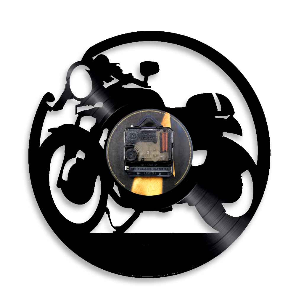 Cafe Racer Clock Handmade Vinyl Wall Clock Classic Motorcycle Vinyl Wall Clock Motorbike Clock Motorcyclist Racer Riders Gift by Woody Signs Co. - Handmade Crafted Unique Wooden Creative