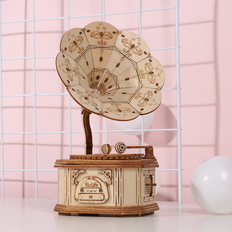 New Arrival DIY 3D Wooden Gramophone  Kit  Gift for  Friend (TG408 Gramophone) by Woody Signs Co. - Handmade Crafted Unique Wooden Creative