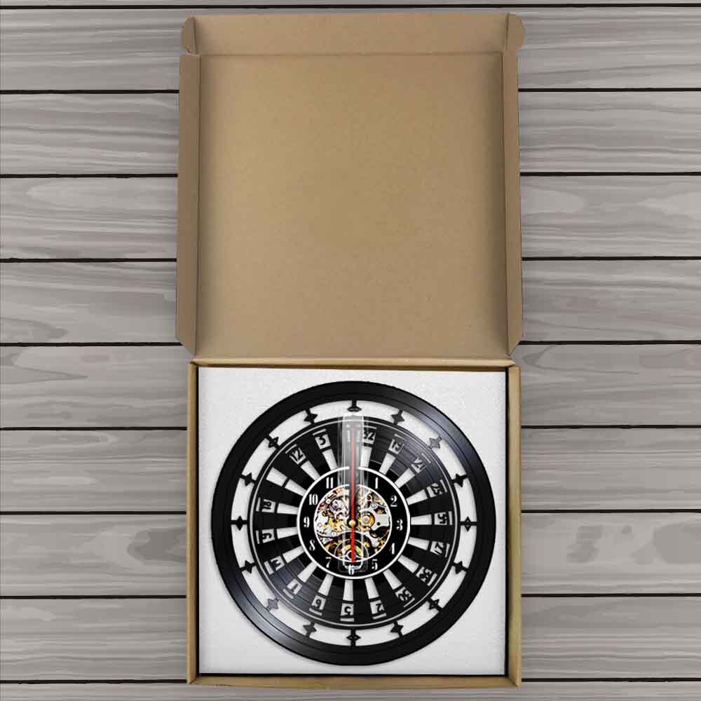 Casino Wall Clock Gamble Room Sign  Vinyl Record Wall Clock Las Vegas 777 Poker Game Playing Card Roulette Clock Watch by Woody Signs Co. - Handmade Crafted Unique Wooden Creative