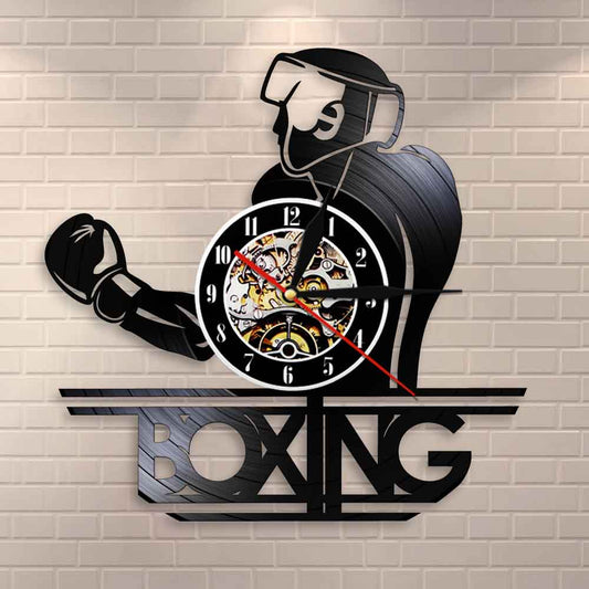 Boxing Powerful Sports Room Decor fighting Sports Modern Design Wall Clock Pugilist Vintage Vinyl Record Wall Clock Boxers Gift by Woody Signs Co. - Handmade Crafted Unique Wooden Creative