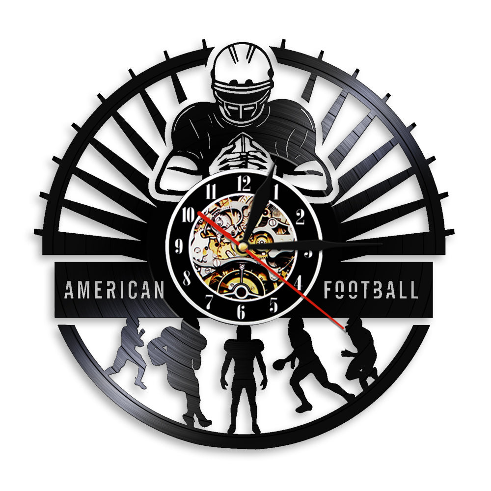 American Football Players Wall Clock Sports Locker Room  Modern Design Rugby Vinyl Record Wall Clock Football Fan by Woody Signs Co. - Handmade Crafted Unique Wooden Creative