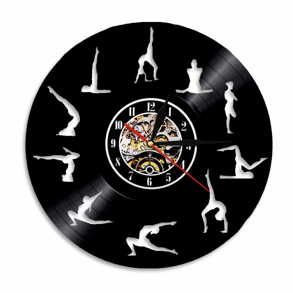 Om Yoga Studio Wall Clock Gymnastics Vinyl Record Wall Clock Zen Meditation Modern Design  Clock Yogi Gift For Girl by Woody Signs Co. - Handmade Crafted Unique Wooden Creative