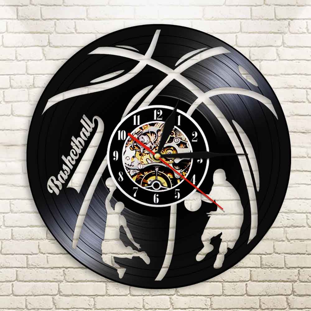 Basketball Sports Handmade Wall Art Decor Clocks Basketball Player Vinyl Record Wall Clock Gift For Basketball Fans by Woody Signs Co. - Handmade Crafted Unique Wooden Creative