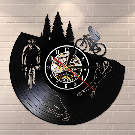 Dirt Bike Bicycle Vintage Vinyl Record Silent Wall Clock Skating Hanging  Biker Cyclist Skater Sport Lover Gift Decor by Woody Signs Co. - Handmade Crafted Unique Wooden Creative