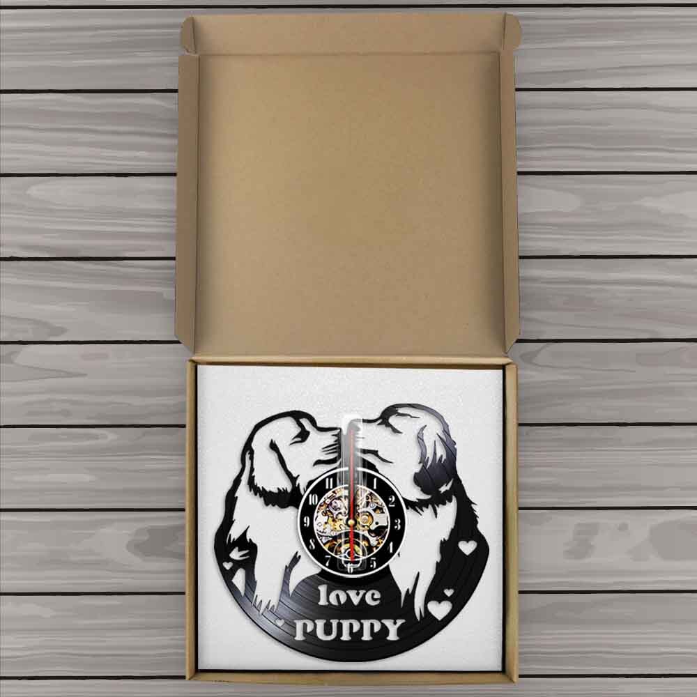 Love Puppy Pugs Kissing Wall Clock Dog Shelters s Dog Lovers Retro Vinyl Record Wall Clock Dog Breeds Clock by Woody Signs Co. - Handmade Crafted Unique Wooden Creative