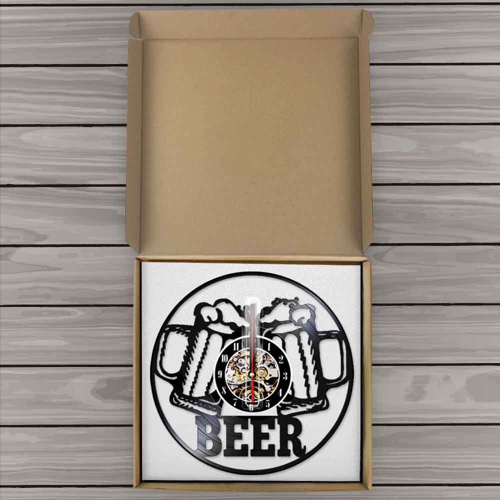 Beer Bar  Modern Clock Drinking Hour Pub Vinyl Record Wall Clock  Beer Club Decor by Woody Signs Co. - Handmade Crafted Unique Wooden Creative